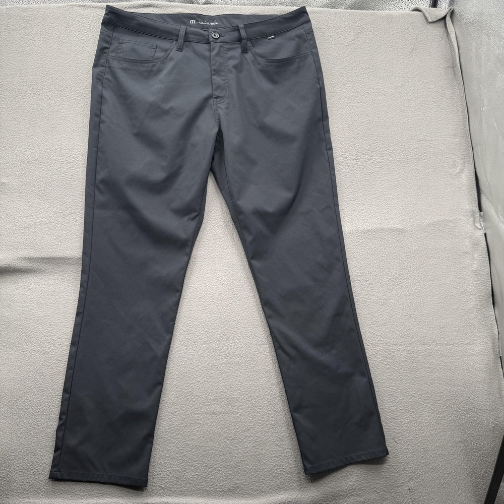 TravisMathew Pants Mens 38x30 Black (Fits 39/31) Golf Chino Stretch Performance.